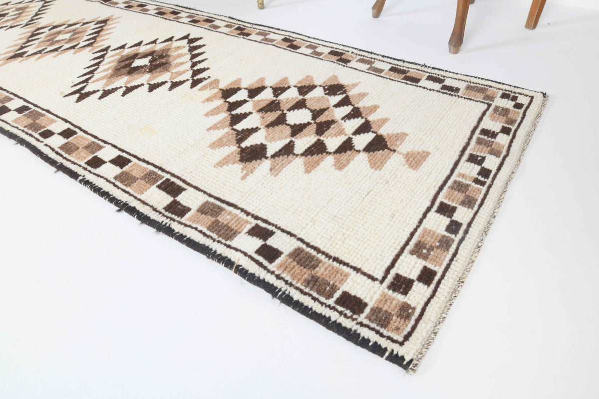 El yapımı vintage yolluk 91x338 cm oryantal desenli yün - desen detayı