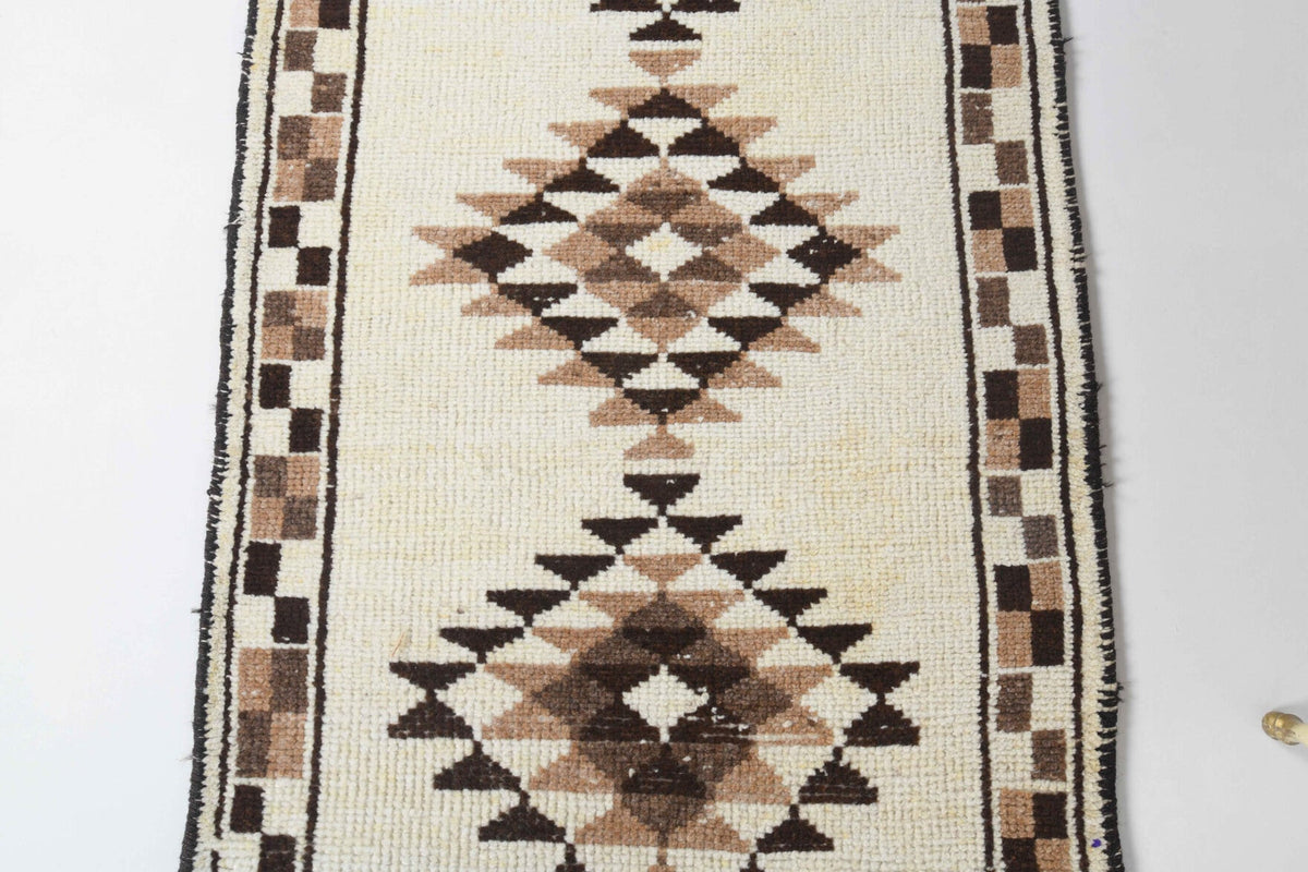 El yapımı vintage yolluk 91x338 cm oryantal desenli yün - mekan görünümü