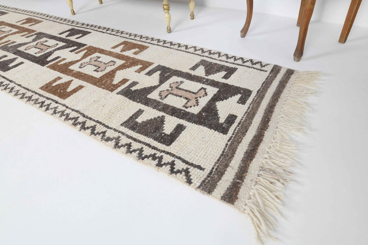 El yapımı vintage yolluk 81x300 cm i̇kat desenli yün - mekan görünümü