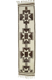 White Oushak Vintage Runner Rug