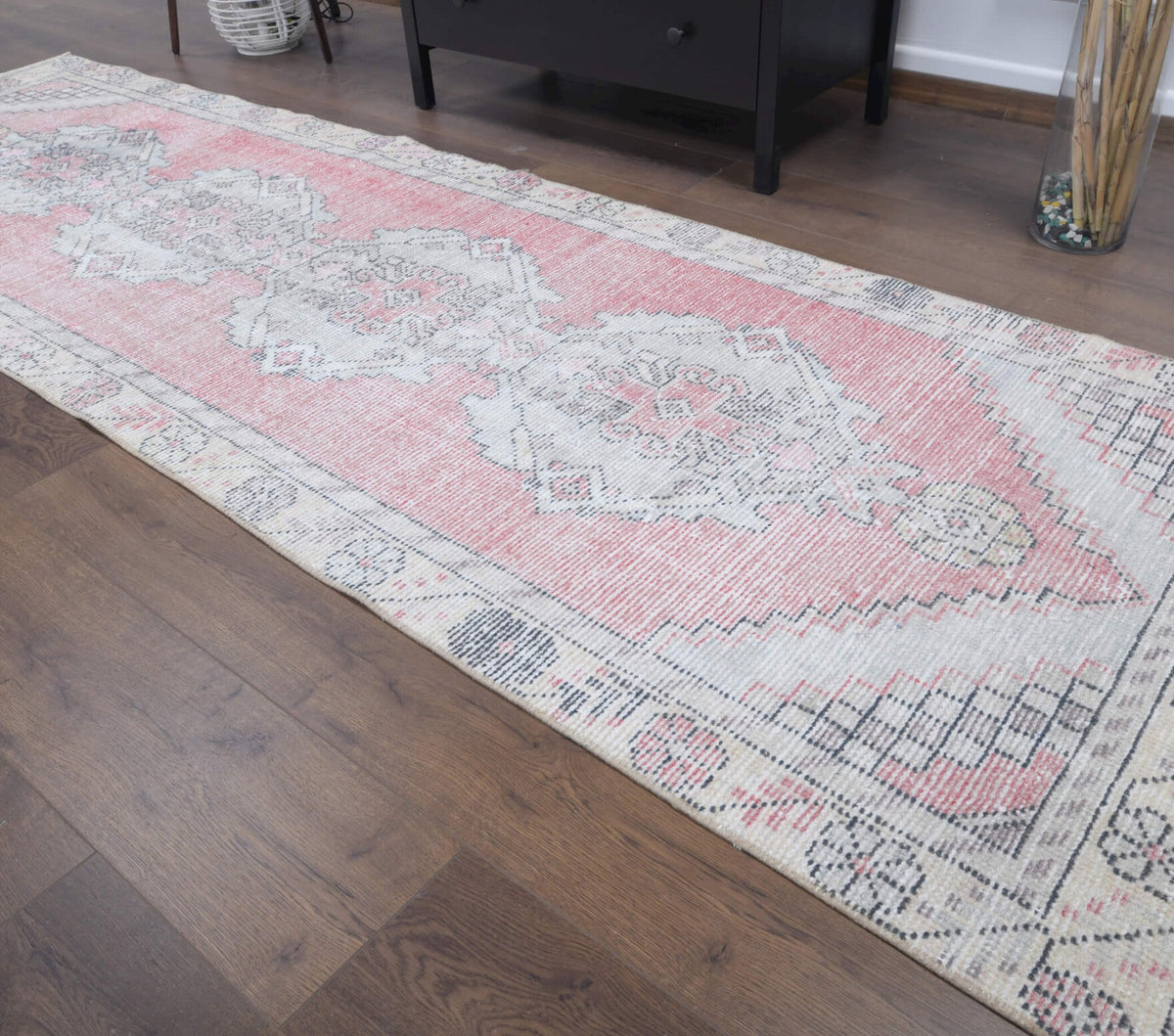 El yapımı vintage yolluk 91x295 cm oryantal desenli yün - desen detayı