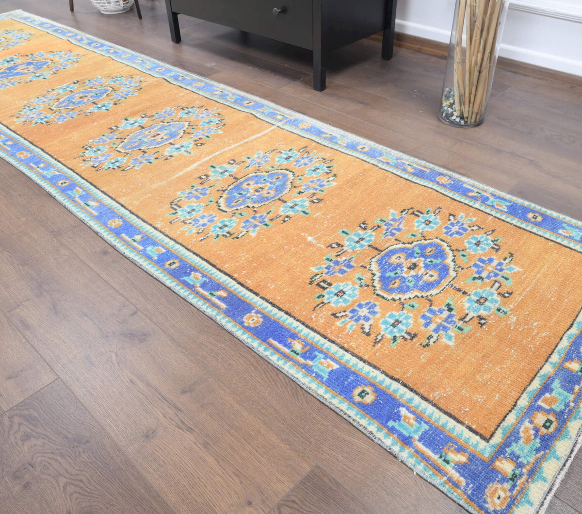 Turkish Vintage Hallway Runner Rug