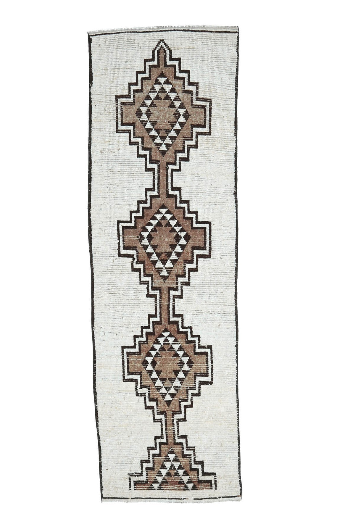 El yapımı vintage yolluk 91x300 cm tribal desenli yün - açık alan görünümü