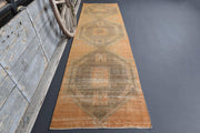 El yapımı vintage yolluk 97x351 cm geometrik desenli yün - detay görünümü