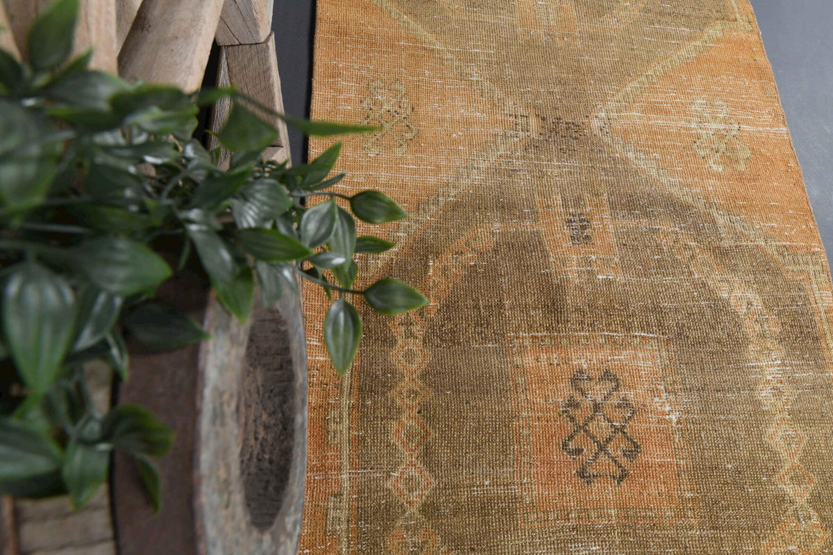 El yapımı vintage yolluk 97x351 cm geometrik desenli yün - mekan görünümü