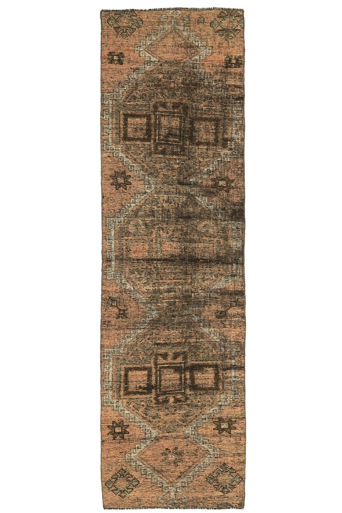 El yapımı vintage yolluk 71x257 cm ombre desenli yün - farklı açıdan görünüm