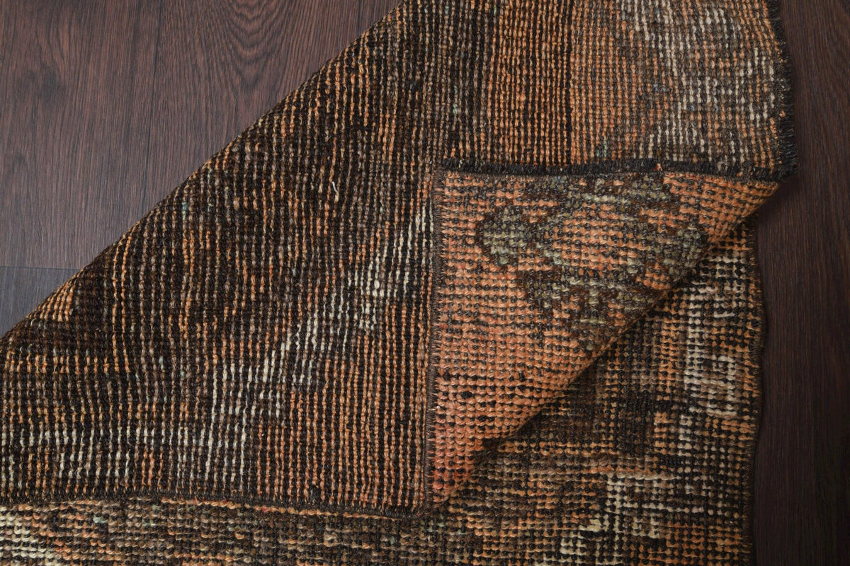 El yapımı vintage yolluk 71x257 cm ombre desenli yün - üstten görünüm