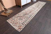 El yapımı vintage yolluk 61x287 cm çiçek desenli desenli yün - detay görünümü