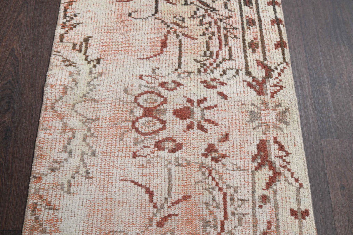 El yapımı vintage yolluk 61x287 cm çiçek desenli desenli yün - kenar ve saçak detayı