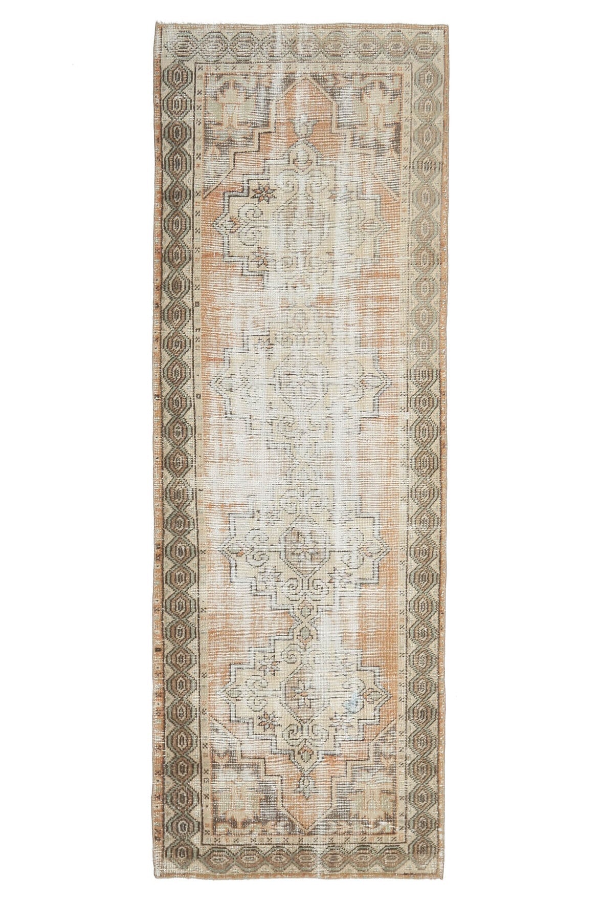 El yapımı vintage yolluk 61x274 cm oryantal desenli yün - üstten görünüm