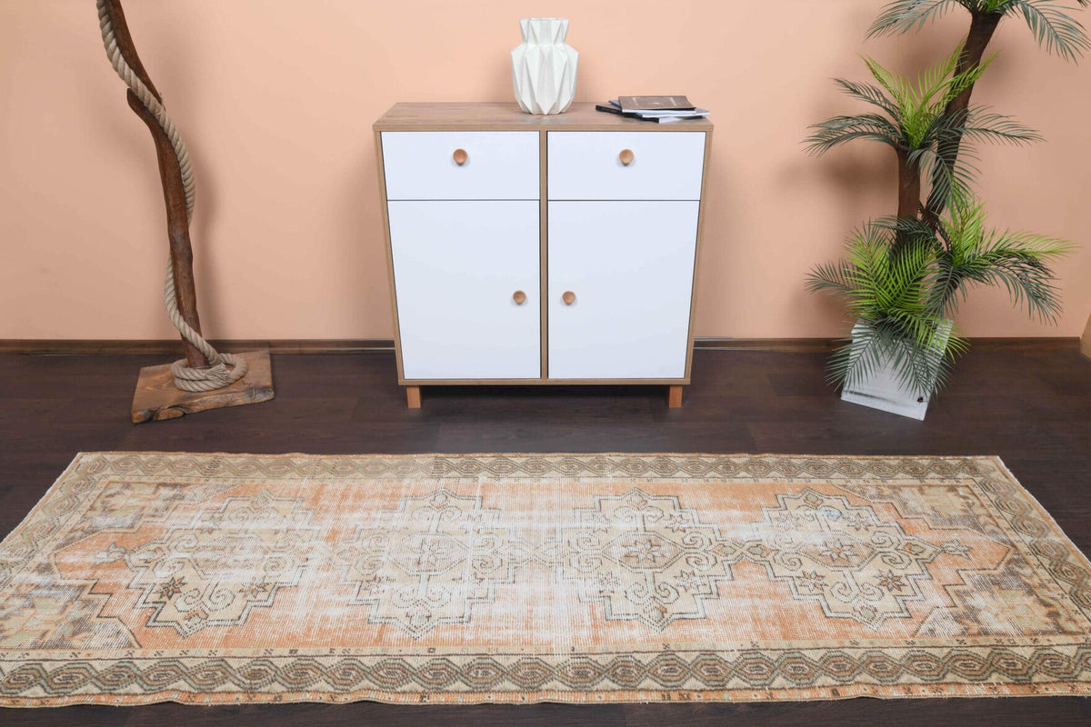 El yapımı vintage yolluk 61x274 cm oryantal desenli yün - detay görünümü