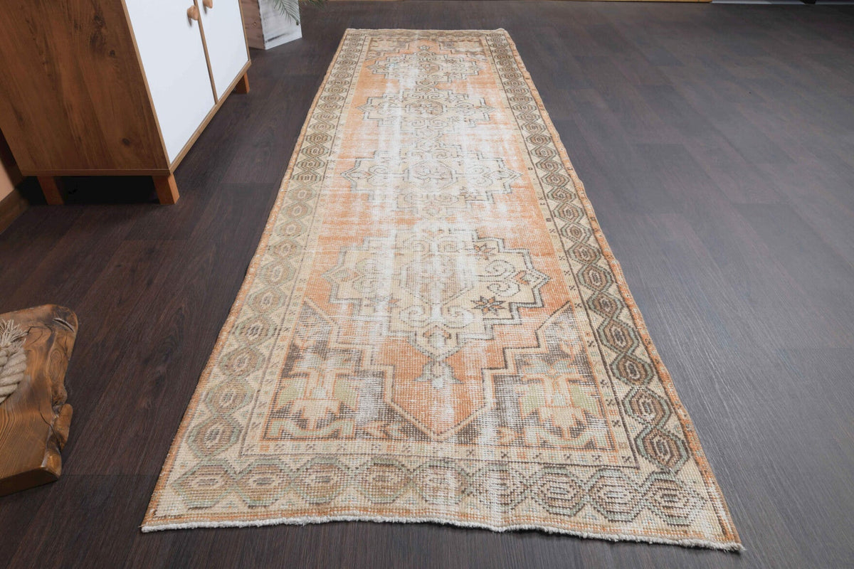 El yapımı vintage yolluk 61x274 cm oryantal desenli yün - kenar ve saçak detayı