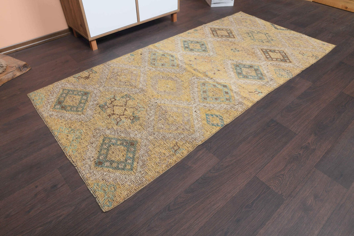 Turkish Vintage Oushak Runner Rug