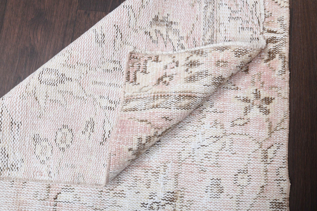 El yapımı vintage yolluk 79x259 cm çiçek desenli desenli yün - üstten görünüm