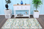 El yapımı vintage halı 61x152 cm çiçek desenli desenli yün - detay görünümü