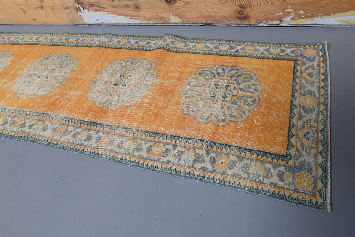 El yapımı vintage yolluk 79x305 cm oryantal desenli yün - desen detayı