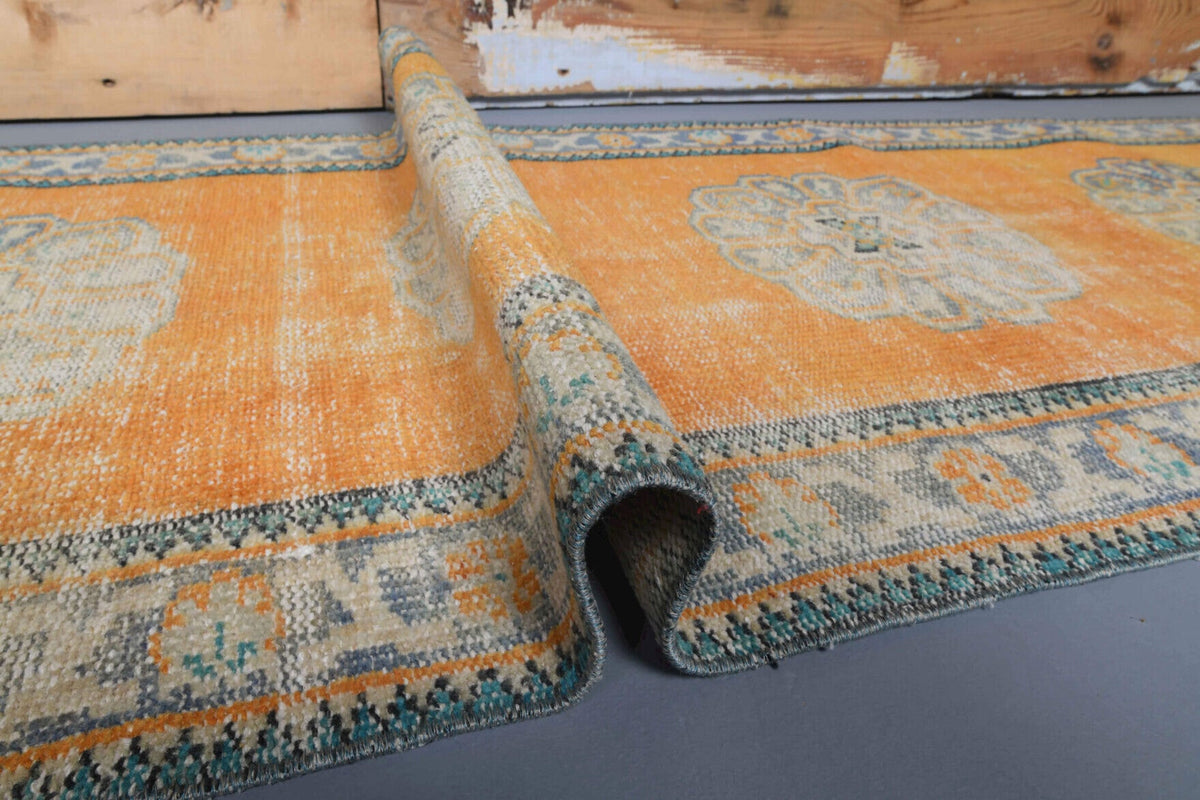El yapımı vintage yolluk 79x305 cm oryantal desenli yün - açık alan görünümü