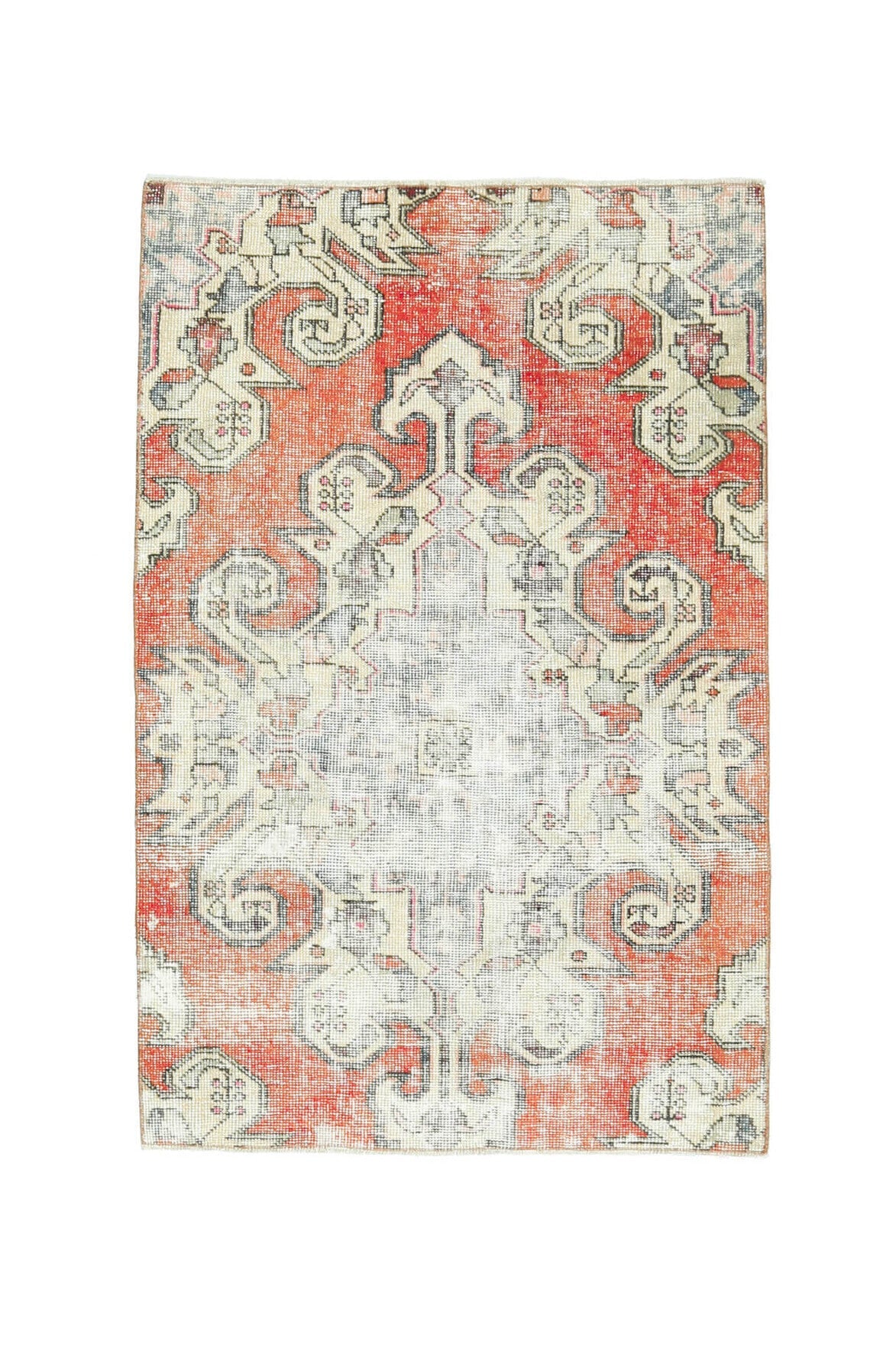 El yapımı vintage halı 104x183 cm oryantal desenli yün - farklı açıdan görünüm