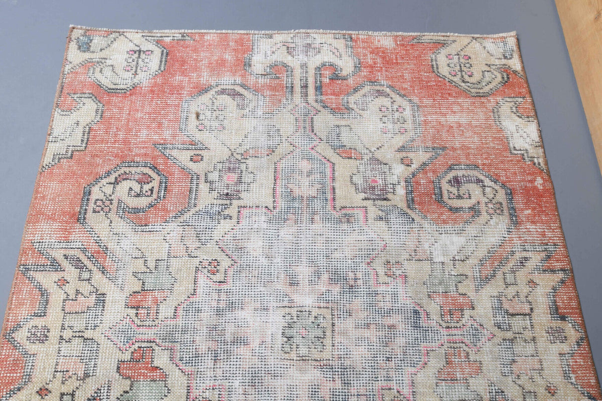 El yapımı vintage halı 104x183 cm oryantal desenli yün - desen detayı