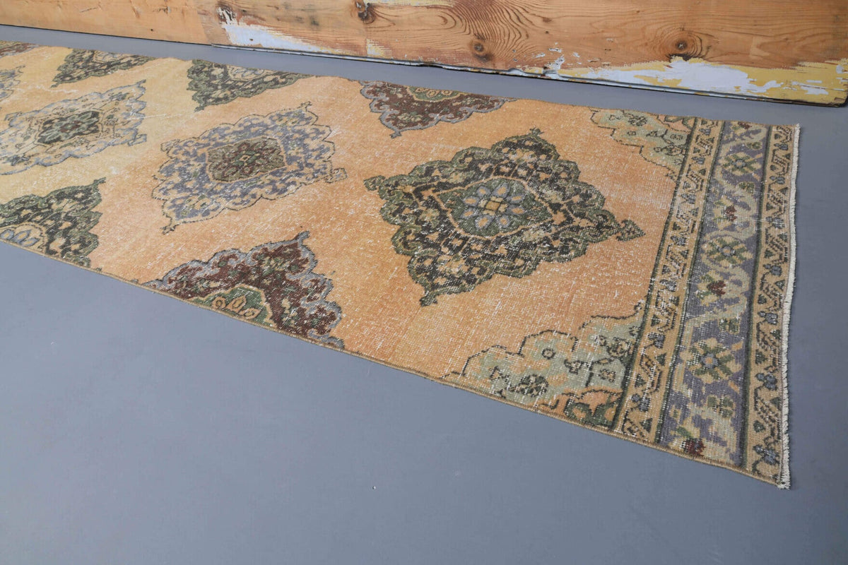El yapımı vintage yolluk 94x371 cm oryantal desenli yün - desen detayı
