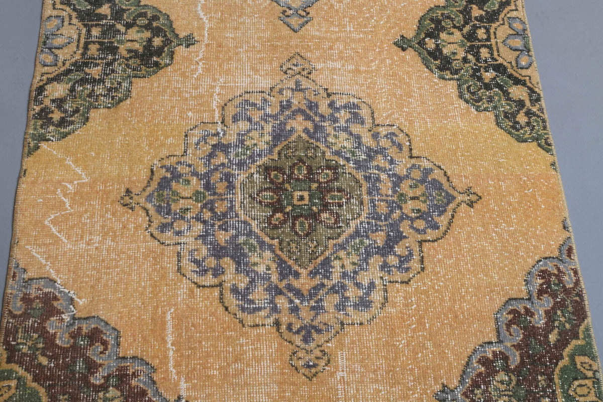 El yapımı vintage yolluk 94x371 cm oryantal desenli yün - açık alan görünümü