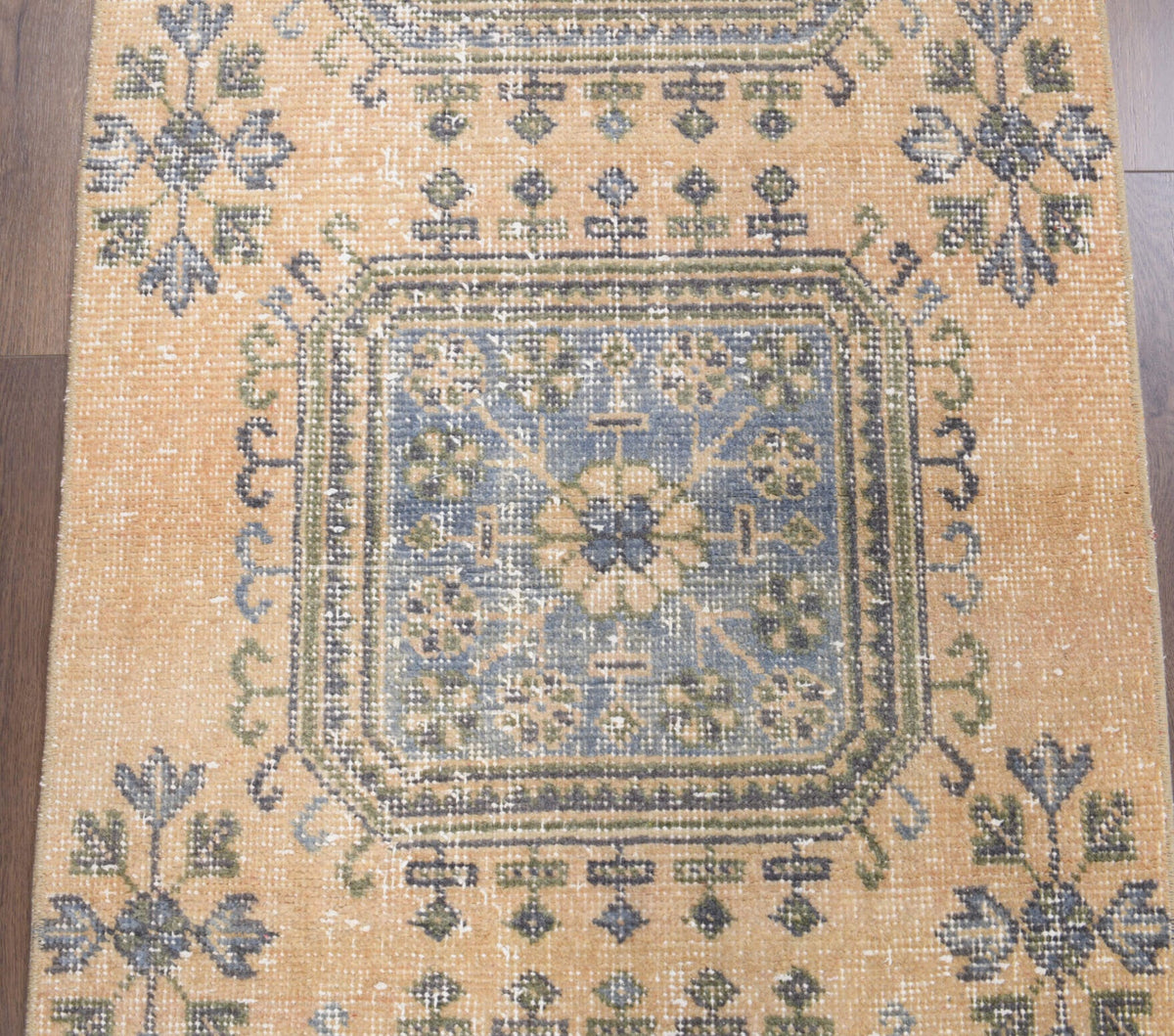 El yapımı vintage yolluk 81x345 cm çiçek desenli desenli yün - mekan görünümü