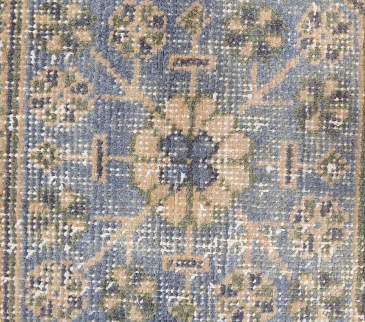El yapımı vintage yolluk 81x345 cm çiçek desenli desenli yün - üstten görünüm