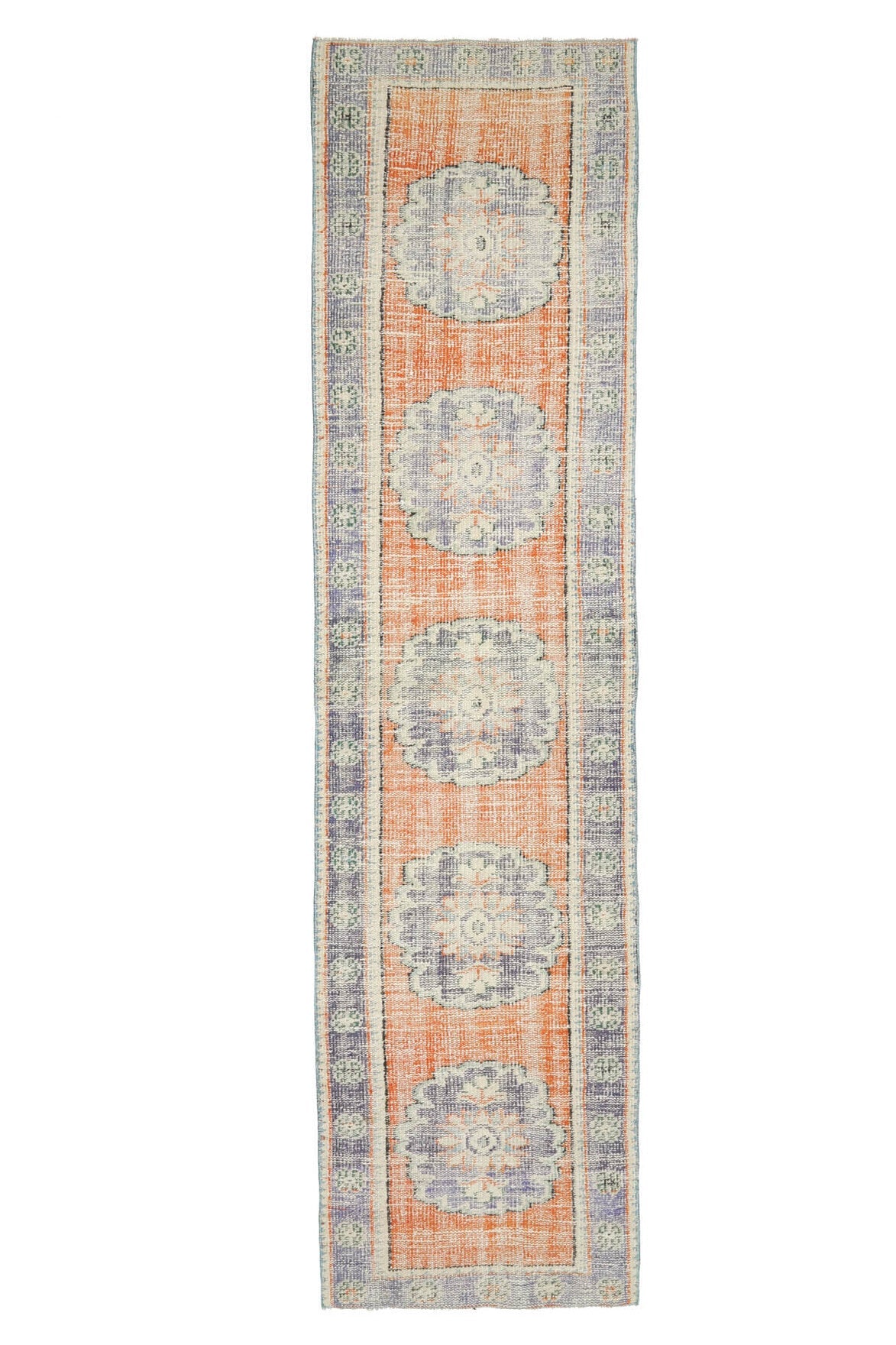 El yapımı vintage yolluk 86x330 cm oryantal desenli yün - farklı açıdan görünüm