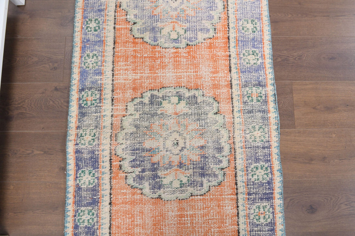 El yapımı vintage yolluk 86x330 cm oryantal desenli yün - desen detayı