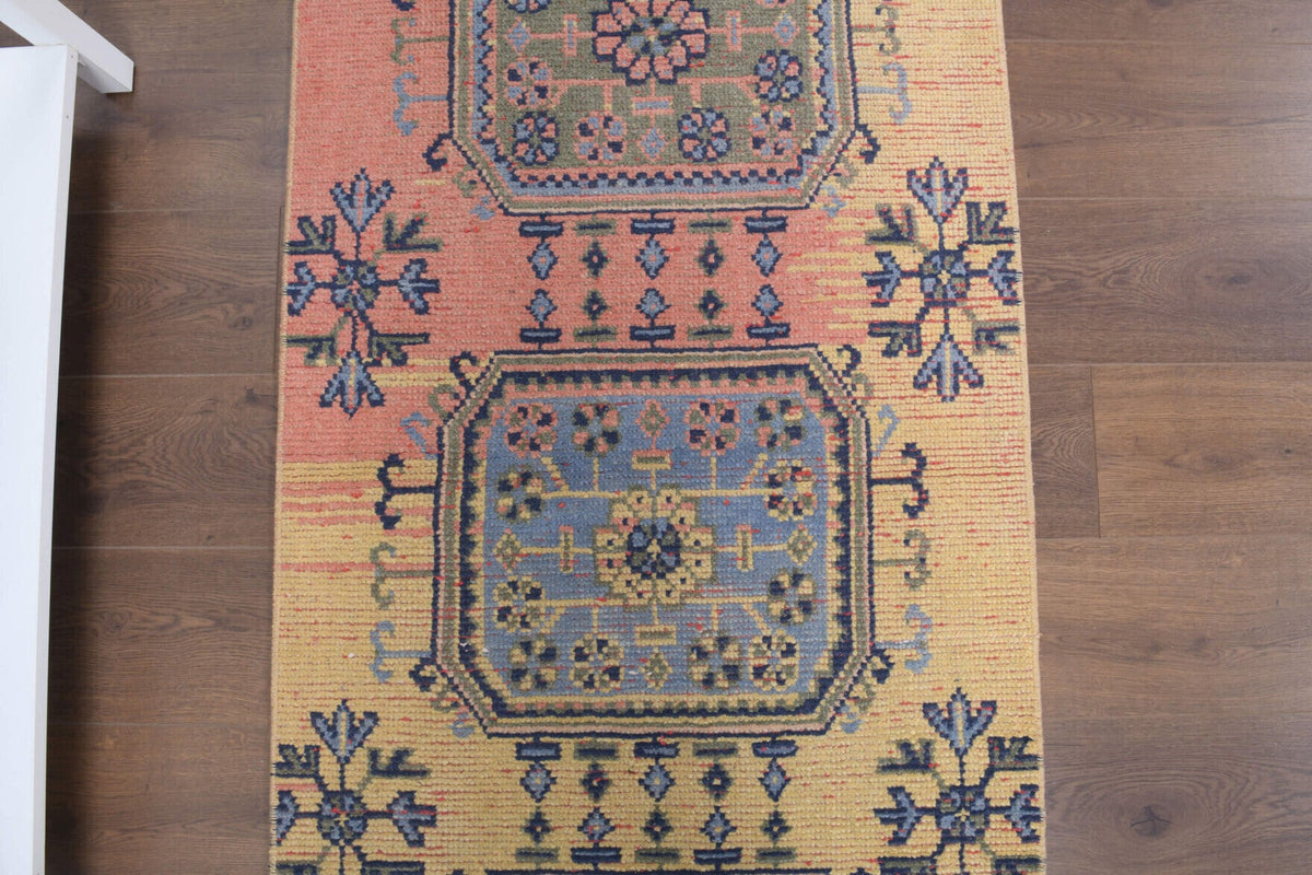 El yapımı vintage yolluk 81x330 cm çiçek desenli desenli yün - desen detayı