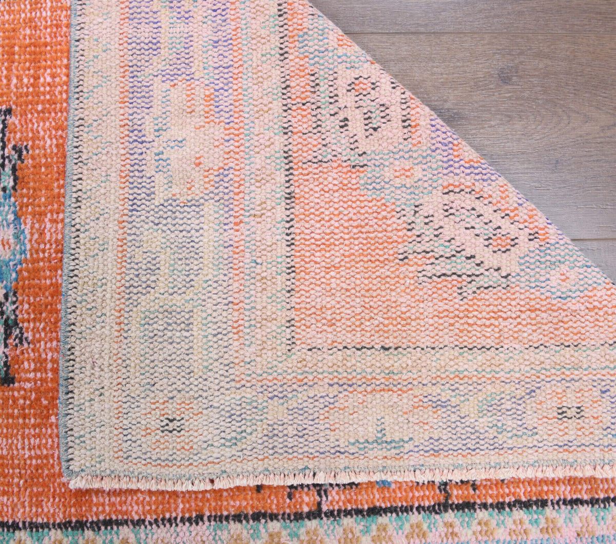El yapımı vintage yolluk 91x353 cm oryantal desenli yün - desen detayı
