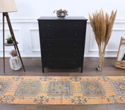El yapımı vintage yolluk 71x330 cm çiçek desenli desenli yün - detay görünümü