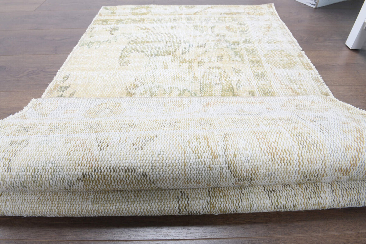 El yapımı vintage halı 76x165 cm oryantal desenli yün - üstten görünüm