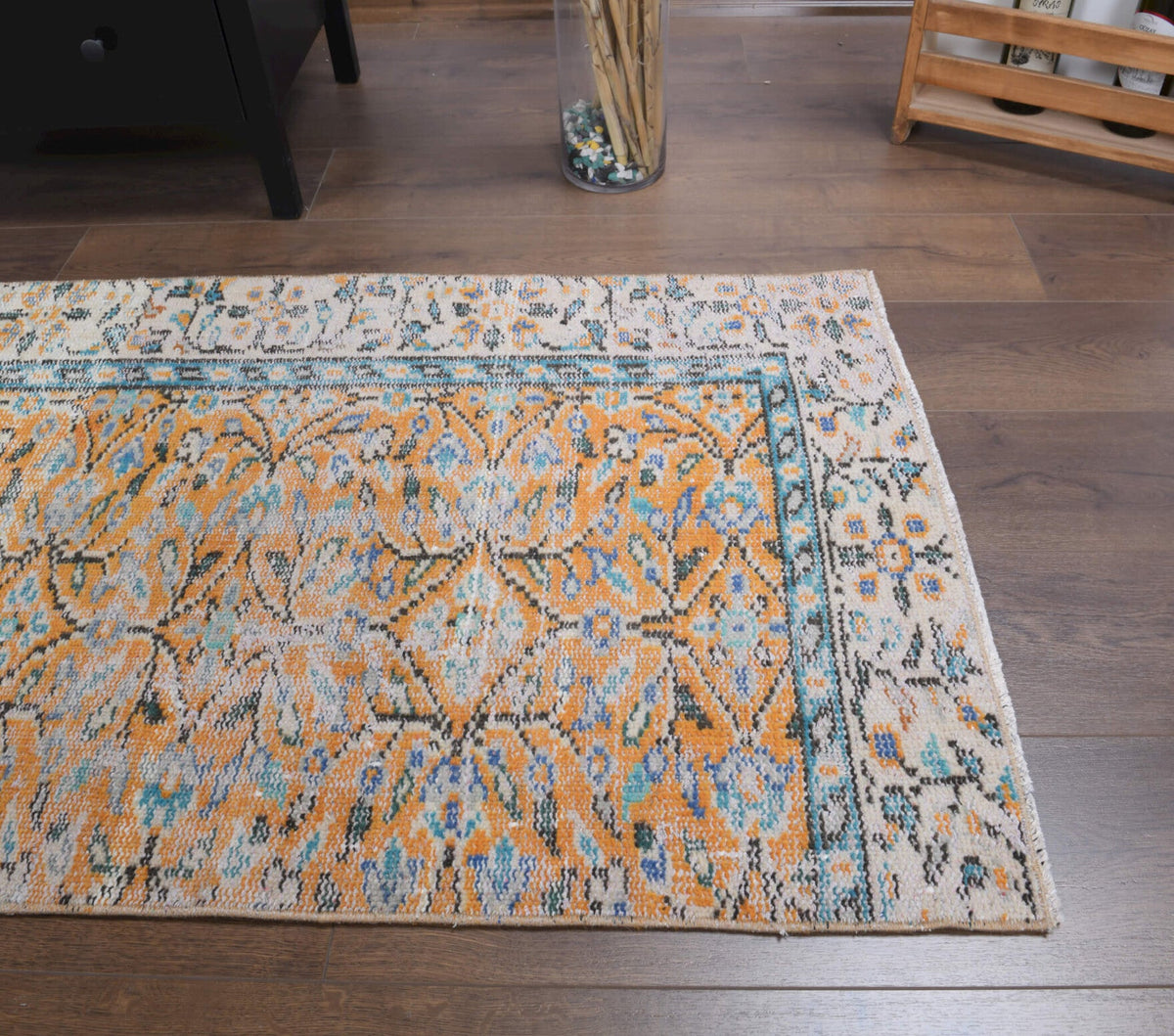 El yapımı vintage yolluk 79x234 cm çiçek desenli desenli yün - mekan görünümü