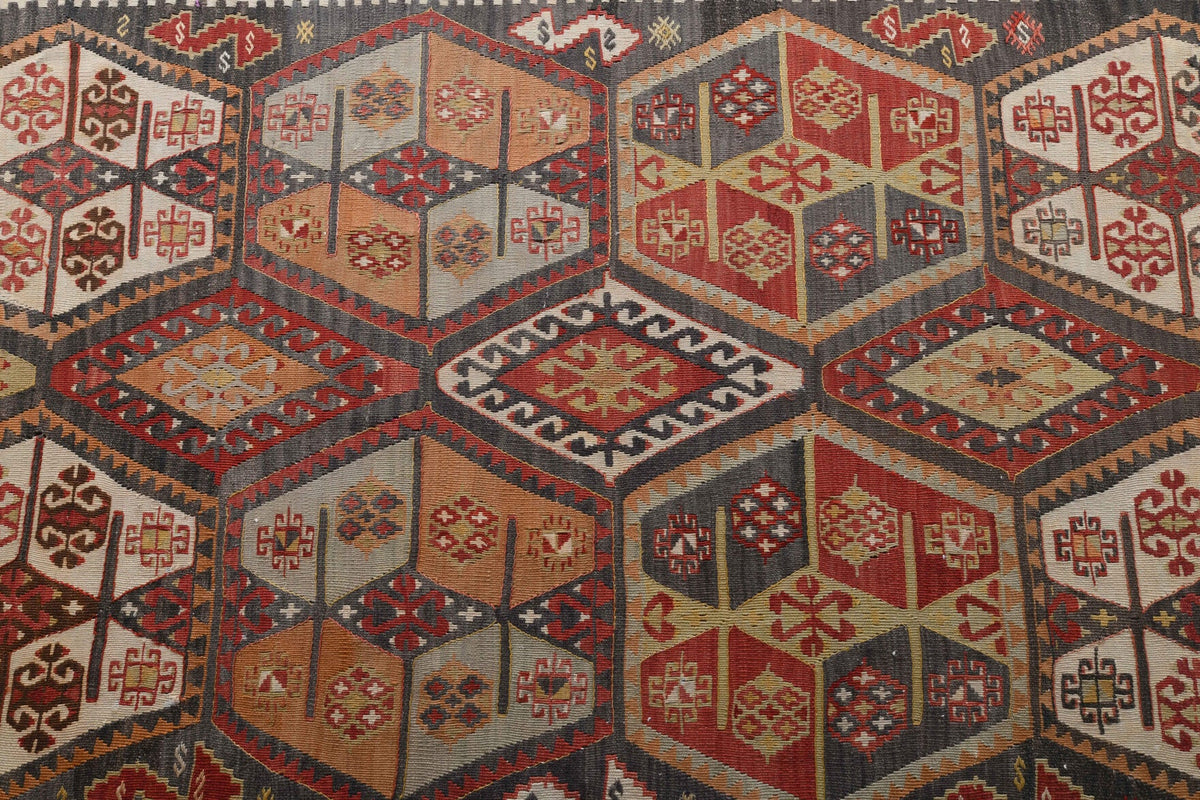 El yapımı vintage yolluk 157x427 cm kilim desenli yün - mekan görünümü