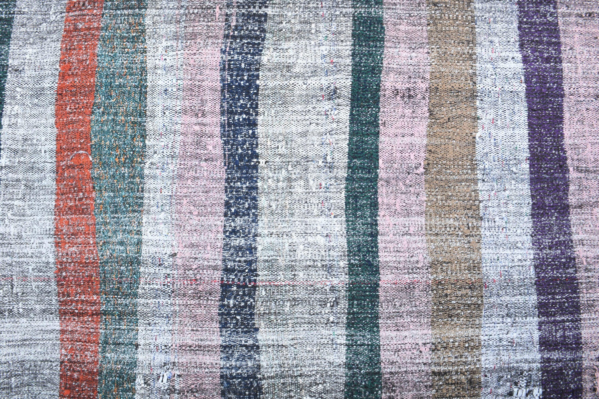 El yapımı vintage yolluk 109x272 cm çizgili desenli yün - desen detayı