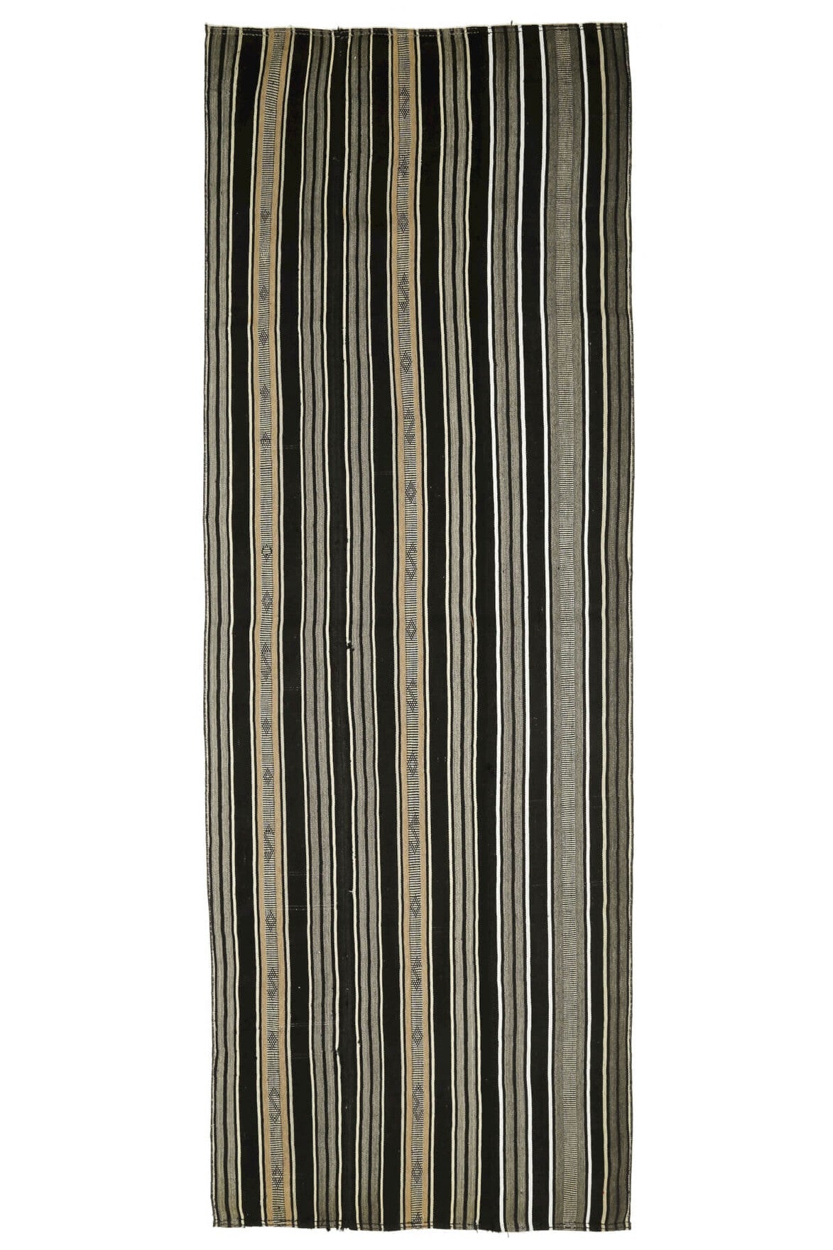 El yapımı vintage yolluk 140x409 cm kilim desenli yün - üstten görünüm