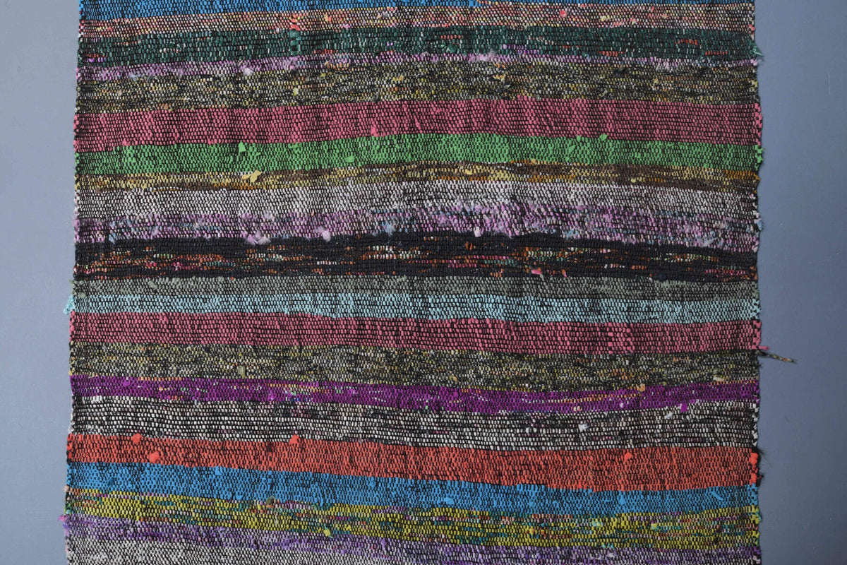 El yapımı vintage yolluk 81x300 cm çizgili desenli yün - desen detayı
