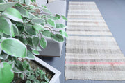 El yapımı vintage yolluk 112x330 cm çizgili desenli yün - detay görünümü