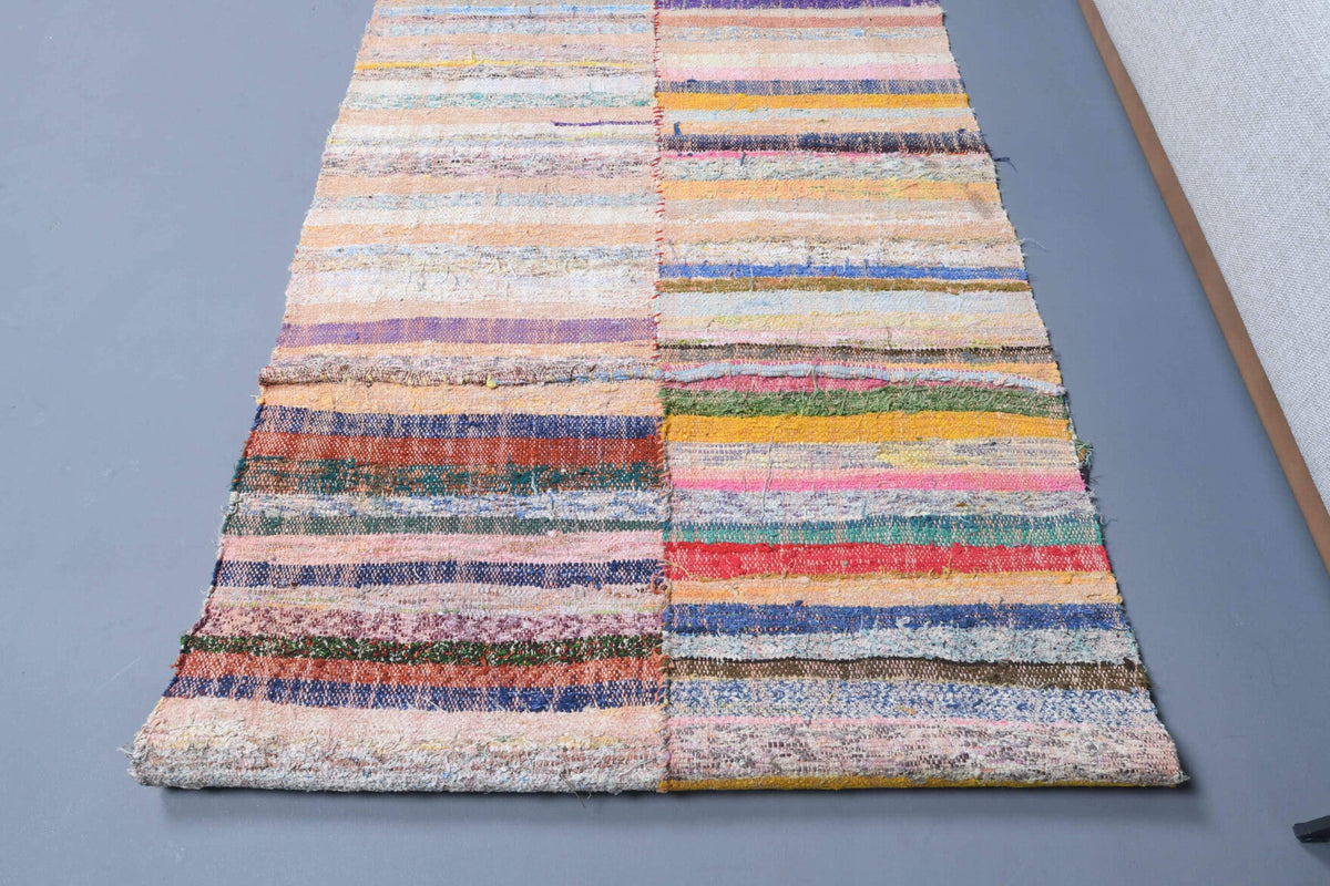 El yapımı vintage yolluk 86x259 cm çizgili desenli yün - mekan görünümü