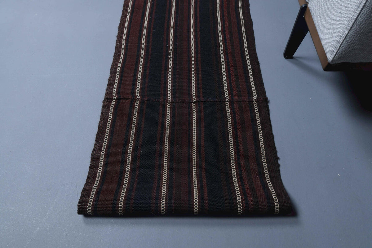 Dark Brown & Black Kilim Runner Rug