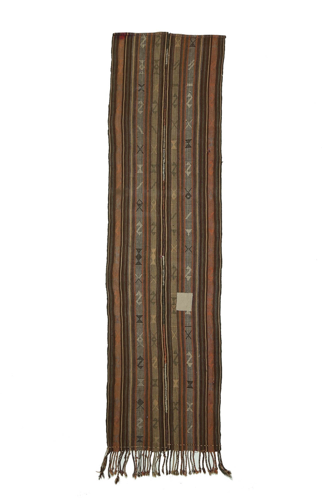 El yapımı vintage yolluk 74x279 cm kilim desenli yün - üstten görünüm