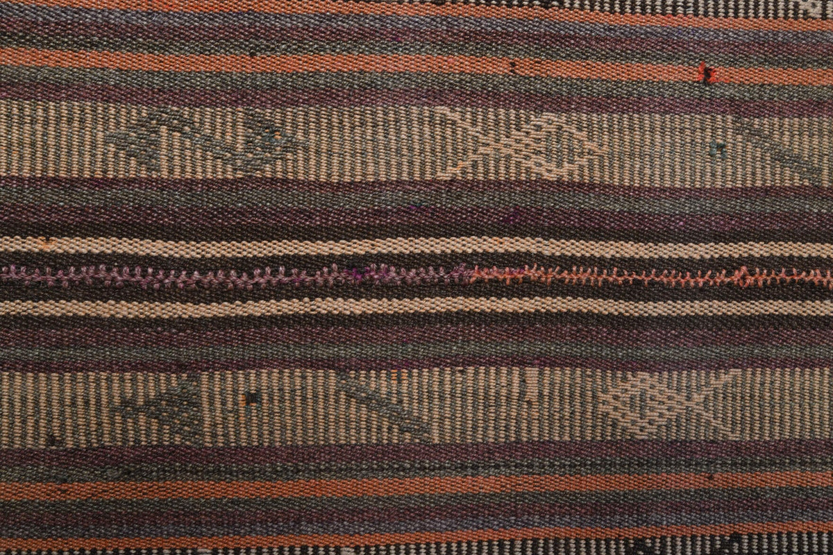 El yapımı vintage yolluk 74x279 cm kilim desenli yün - desen detayı
