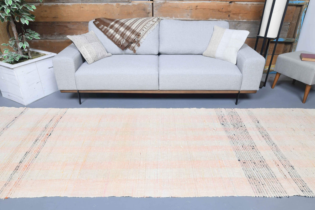 El yapımı vintage yolluk 119x381 cm kilim desenli yün - desen detayı