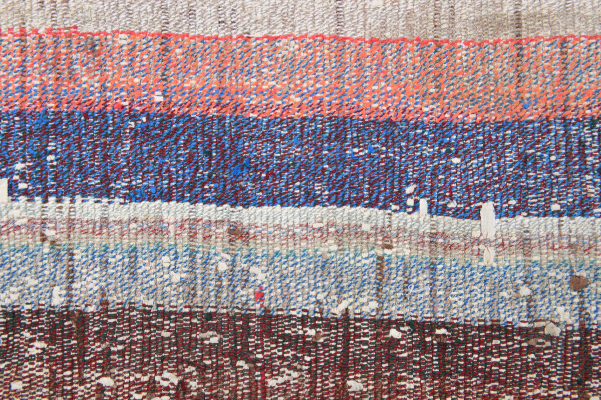 El yapımı vintage yolluk 89x239 cm çizgili desenli yün - üstten görünüm