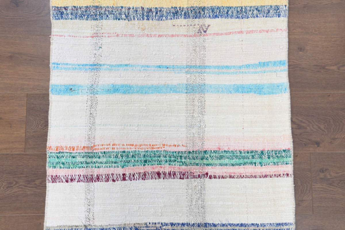 El yapımı vintage yolluk 79x218 cm kilim desenli yün - mekan görünümü