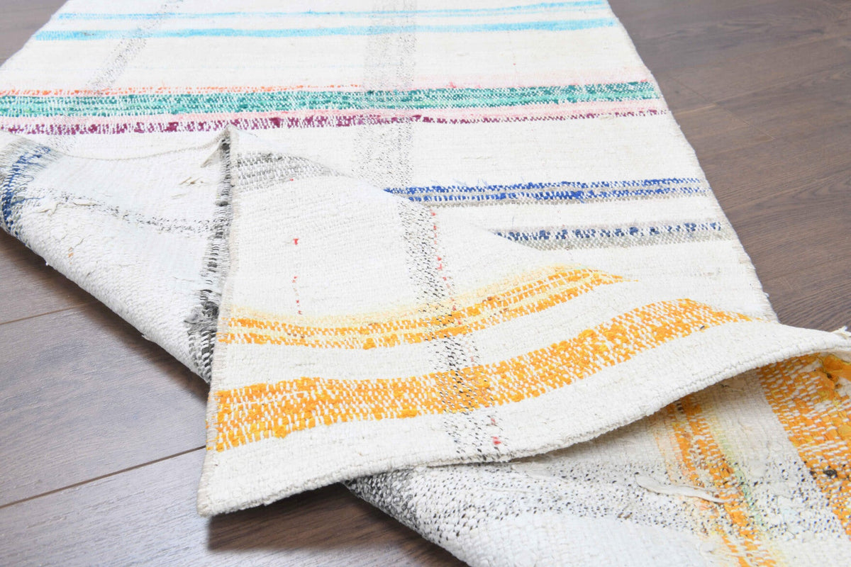 El yapımı vintage yolluk 79x218 cm kilim desenli yün - farklı açıdan görünüm