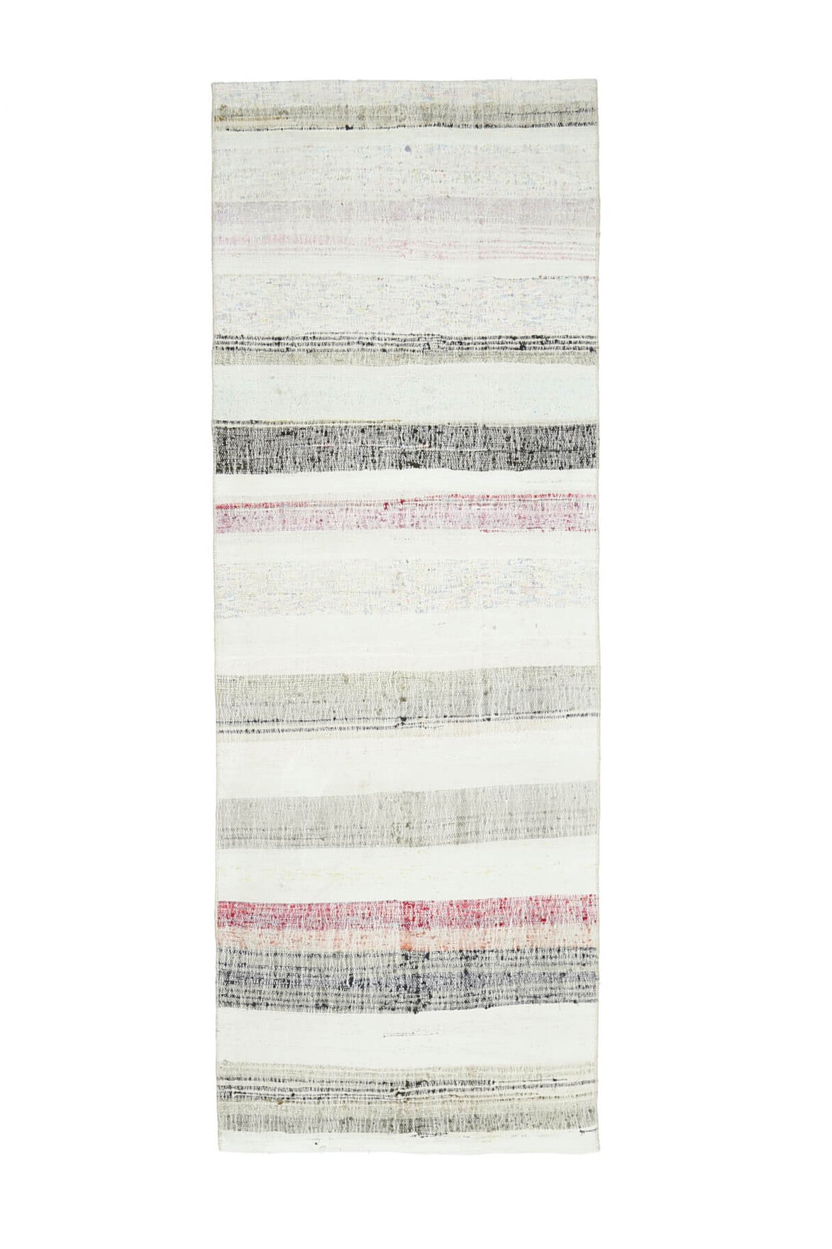 El yapımı vintage yolluk 94x264 cm çizgili desenli yün - açık alan görünümü