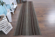 El yapımı vintage yolluk 97x320 cm kilim desenli yün - detay görünümü
