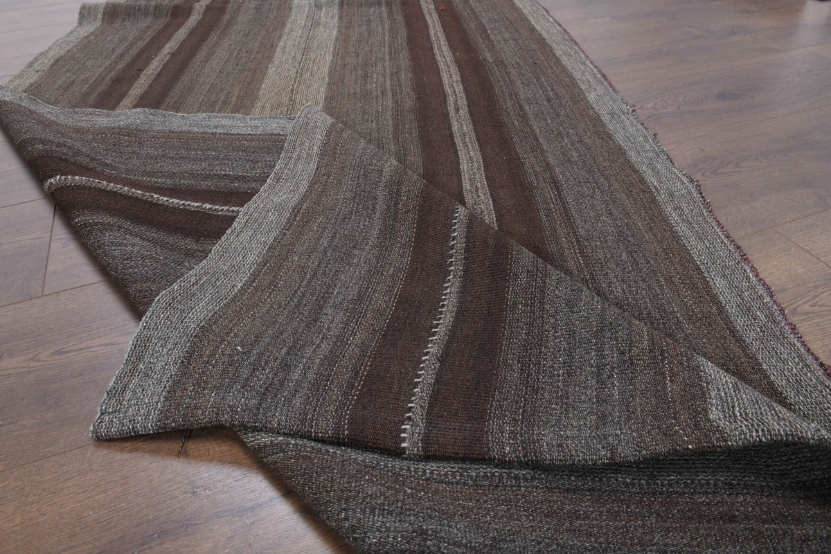 El yapımı vintage yolluk 97x320 cm kilim desenli yün - üstten görünüm